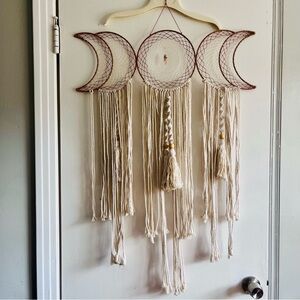 Boho Moon Phase Macramé Wall Hanging in Ivory